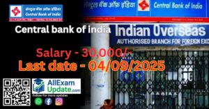 Read more about the article Central Bank of India ने 08 पदों पर भर्ती B.A, B.Com, B.Ed, B.Sc, 10TH के लिए सुनहरा अवसर salary – 30,000/- Late date – 04/09/2025